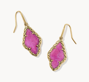 KENDRA SCOTT- Adeline Vintage Gold Drop Earrings in Dark Fuchsia Variegated